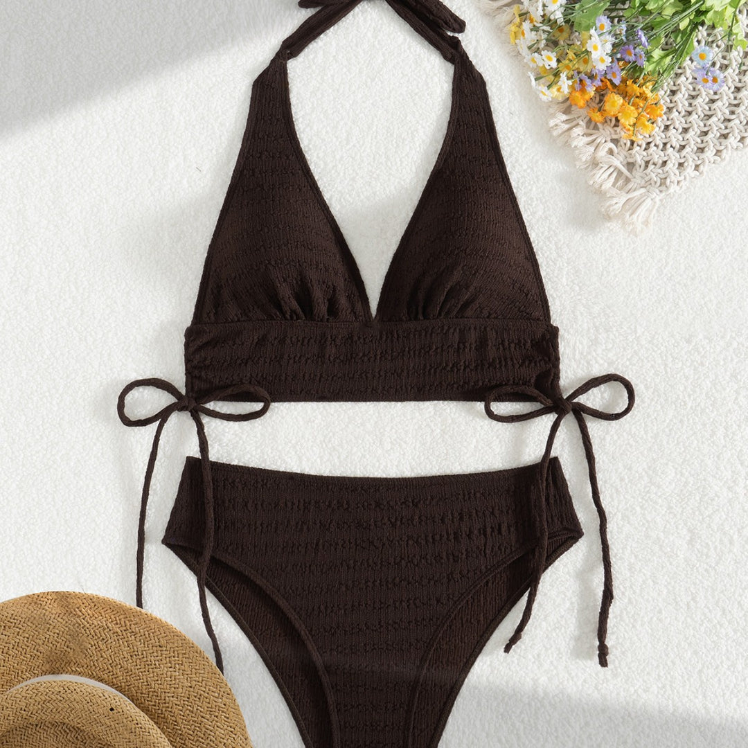 Dame Triangle-Bikini-Sæt med justerbare bindebånd og høj talje Stilla