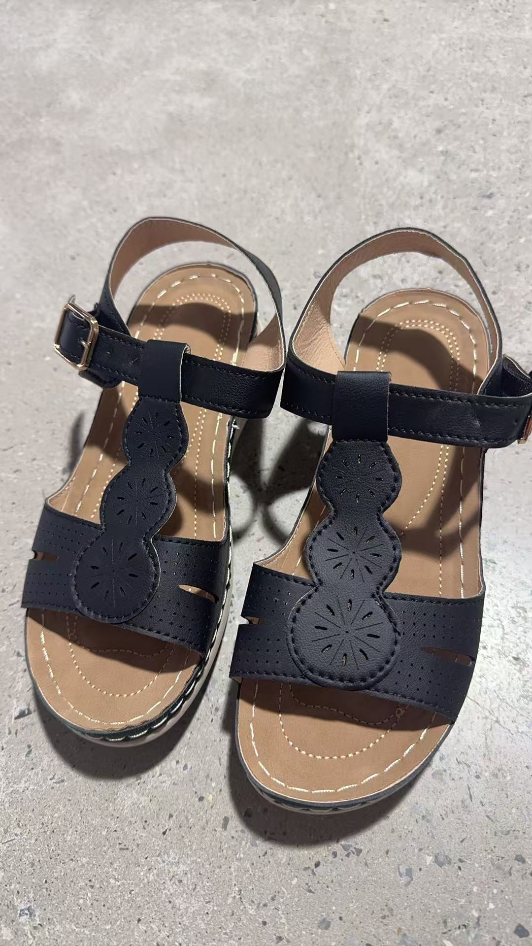 Damer sommerlige komfort-sandaler med elegant blomster-design og anatomisk fodseng Stilla