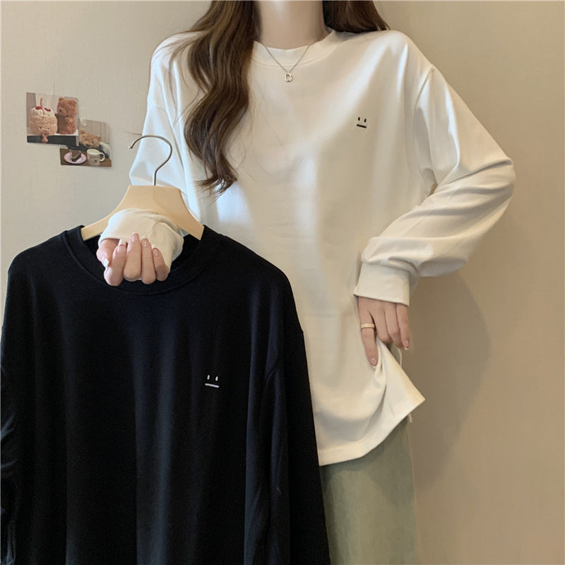 Dame Relaxed Fit Langærmet T-shirt med minimalistisk grafik Stilla