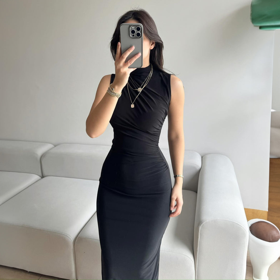 Dame elegant Maxi-Kjole med asymmetrisk overdelt og figursyet snit Stilla