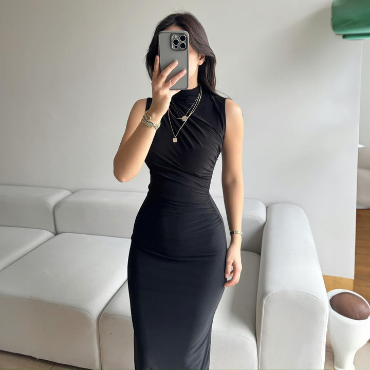 Dame elegant Maxi-Kjole med asymmetrisk overdelt og figursyet snit Stilla