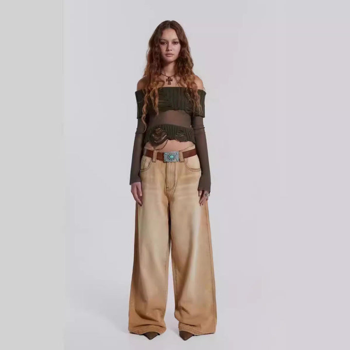 Dame Croppet Stilfuld T-shirt med unik asymmetrisk kant Stilla