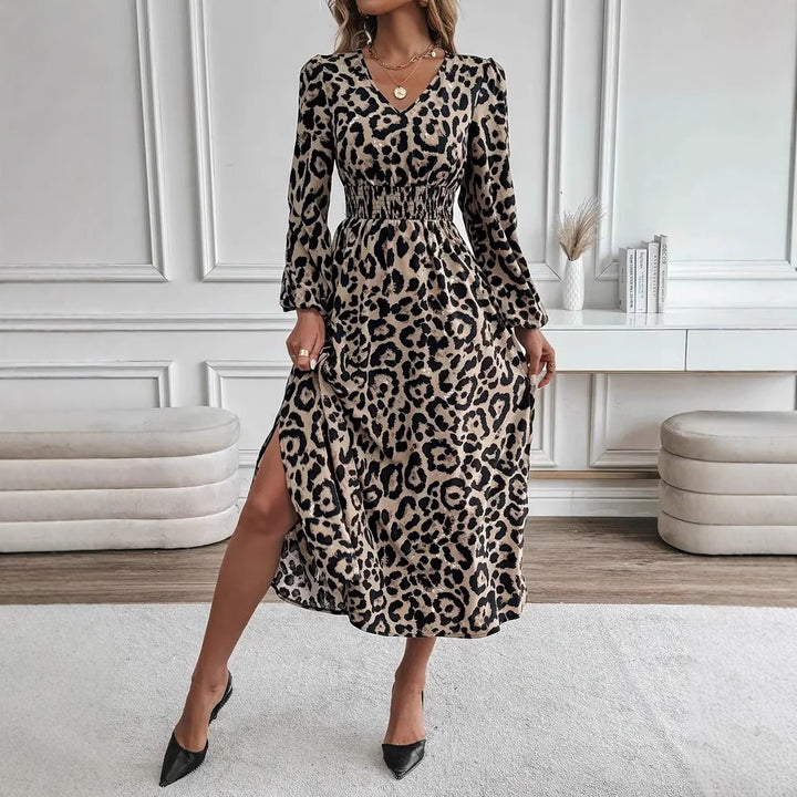 Dame Maxikjole med Leo-print Stilla
