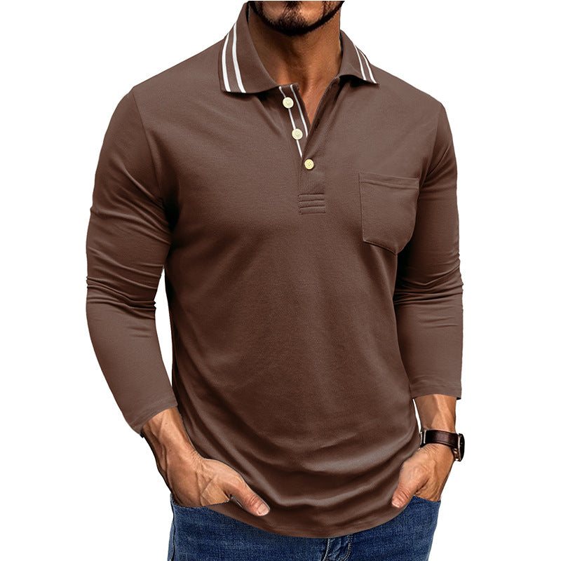Herrer Langærmet Poloshirt med moderne design og kontrasterende accenter Stilla