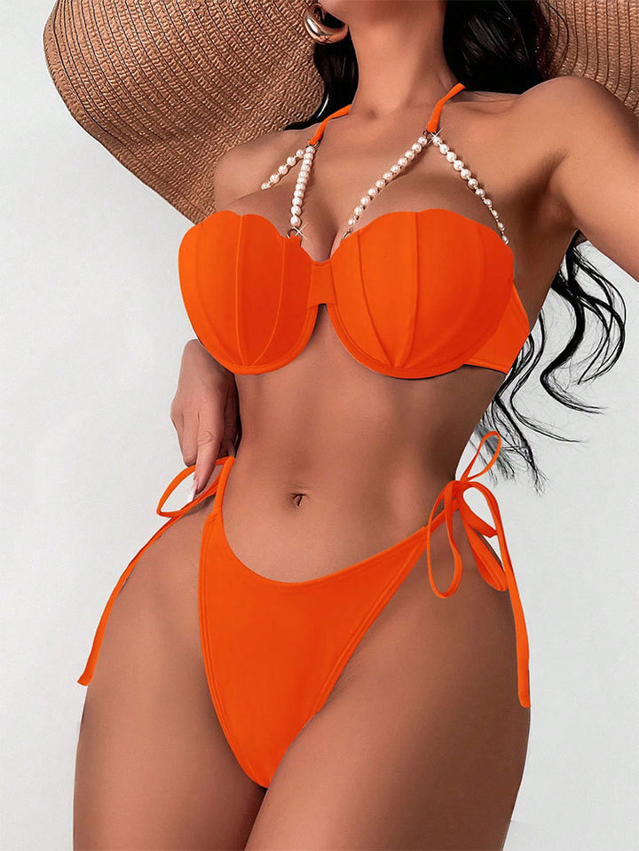 Dame Bikini-sæt med elegante guldakcenter og justerbare stropper Stilla
