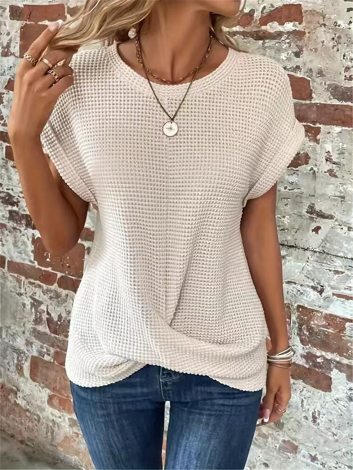 Dame afslappet T-shirt med struktureret design og figursyet snit Stilla