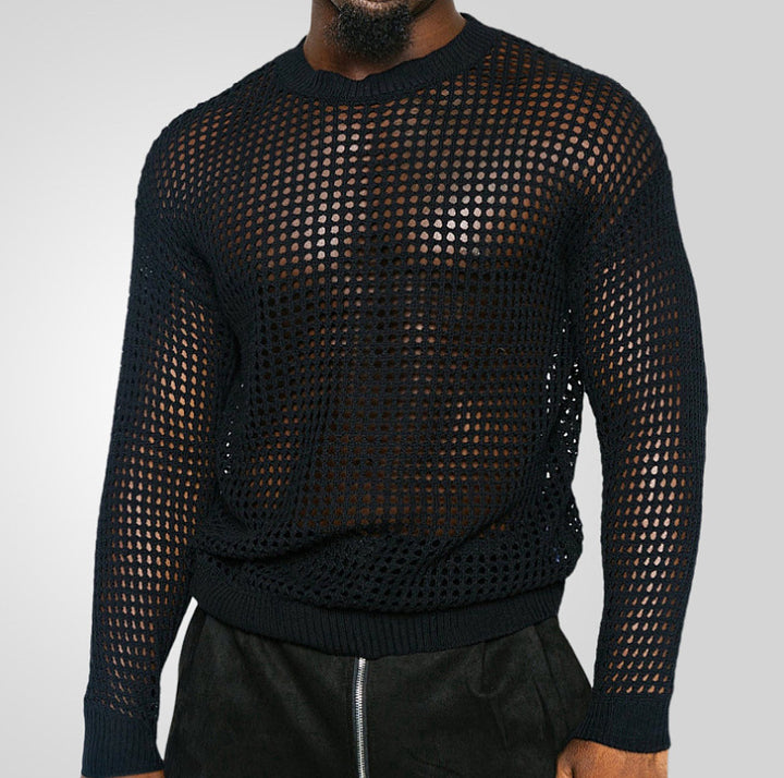 Herrer strikpullover i moderigtigt netdesign Stilla