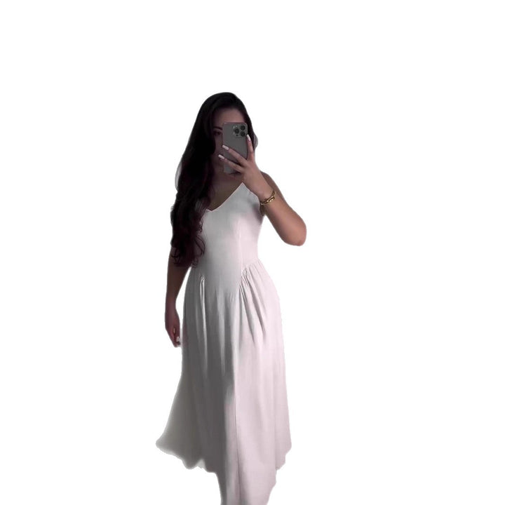 Dame Elegant A-linje Midi Kjole med Flared Skirt Stilla