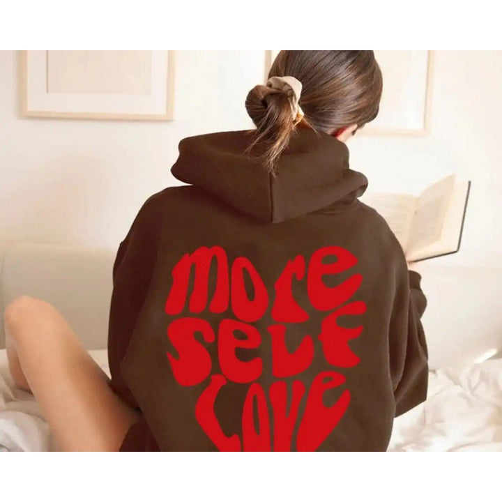 Kvinders oversized hætte sweatshirt med kreativ hjerte design Skovae