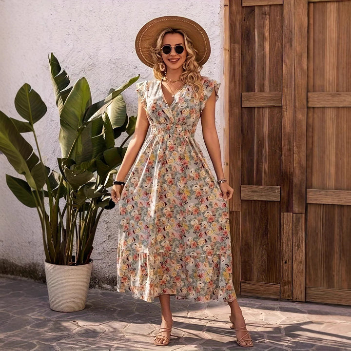 Kvinder Floral Print Stufenkjole Maxi Stilla