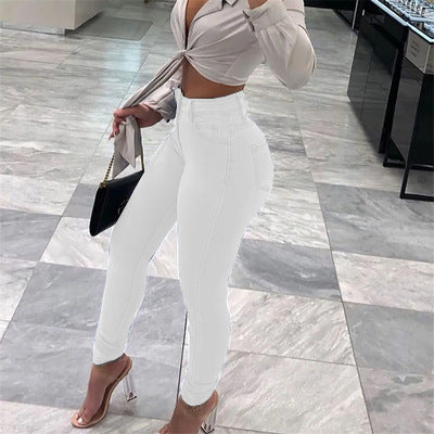 Dame Ripped Skinny Jeans med høj talje og tætsiddende snit Stilla