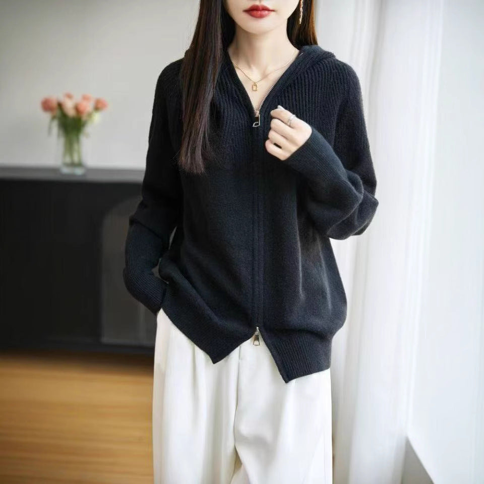 Kvinders hoodie cardigan med lynlås Stilla