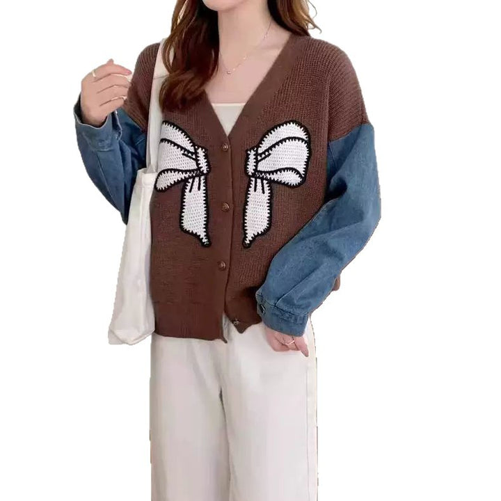 Dame Mode Cardigan med Dekorativ Sløjfe Broderi Stilla