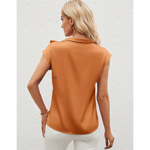 Dame Elegant Satinbluse med Sløjfedetalje Skovae
