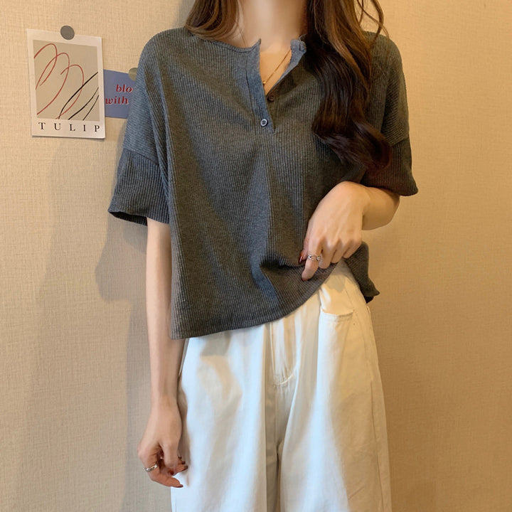 Femme Relaxed Fit Kortærmet Henley Top Stilla