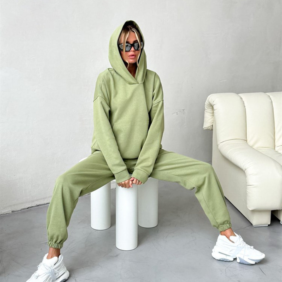 Dame afslappet og komfortabel hoodie-joggingdragt-sæt Stilla