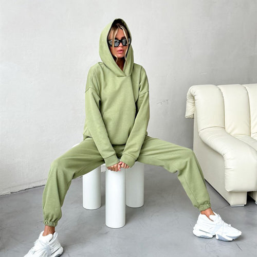 Damer sporty hoodie sæt lavet af blødt bomuldsstof Skovae