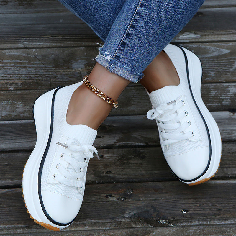 Dame Plateau-Sneakers med elastisk strikket overdel og skridsikker sål Stilla