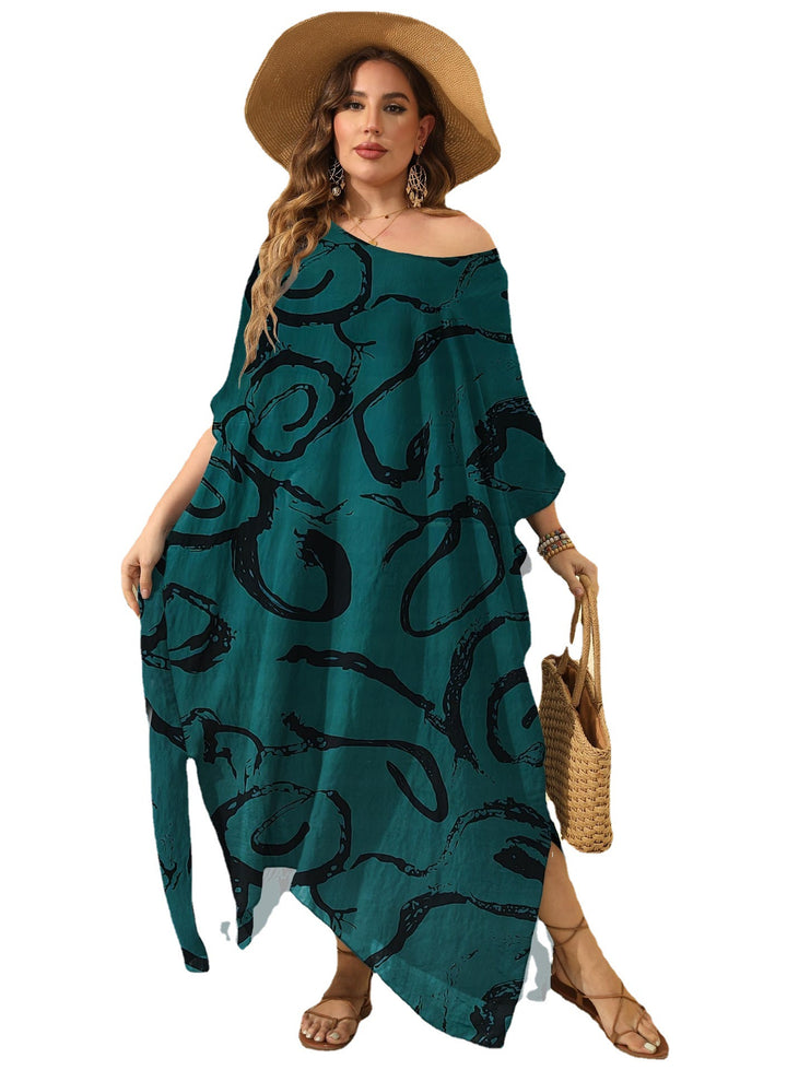 Femme Elegante Abstrakt Trykt Kaftan Stilla