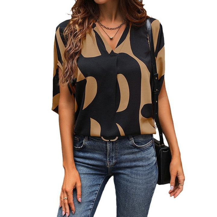 Femme Stilfuld Abstrakt Tryk Bluse Stilla