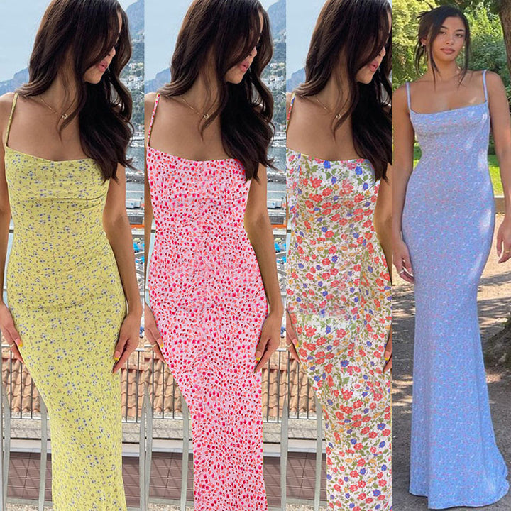 Dame Floral Print Bodycon Maxikjole Stilla