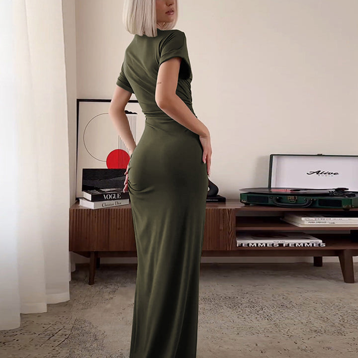 Dame Maxi-kjole med elegant flæse-design og figursyet silhuet Stilla