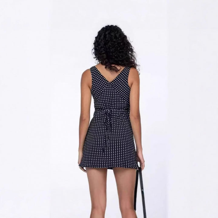 Dame Polka Dot Wrap Kort Kjole Stilla