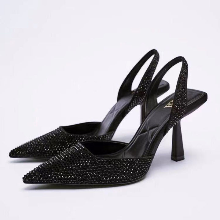 Dame Glamourøse Slingback-pumps med strassdekorationer Stilla