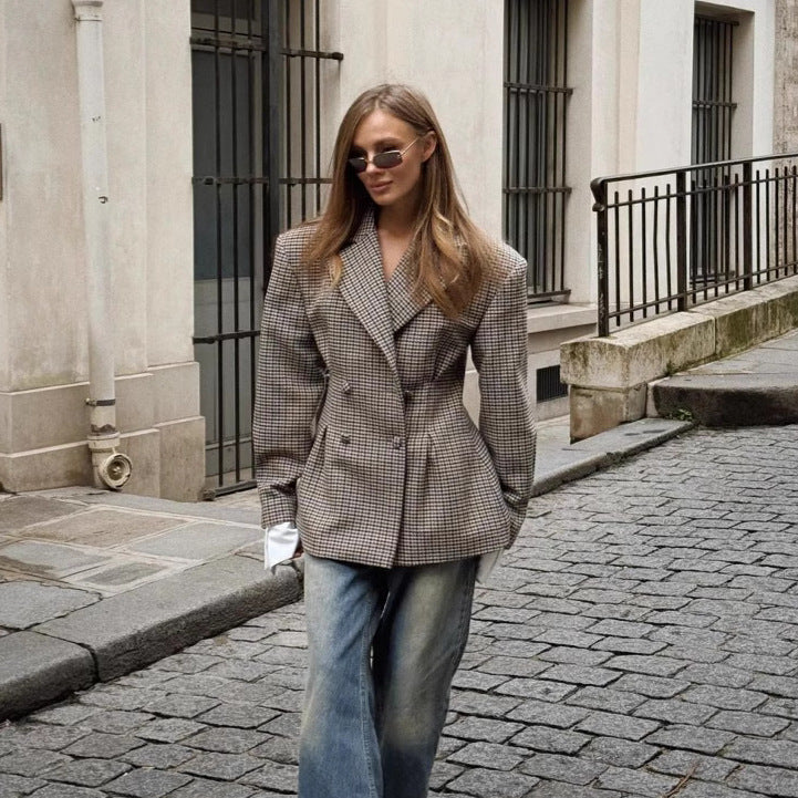 Kvinders oversized ternet blazer med dobbeltknaplukning Stilla