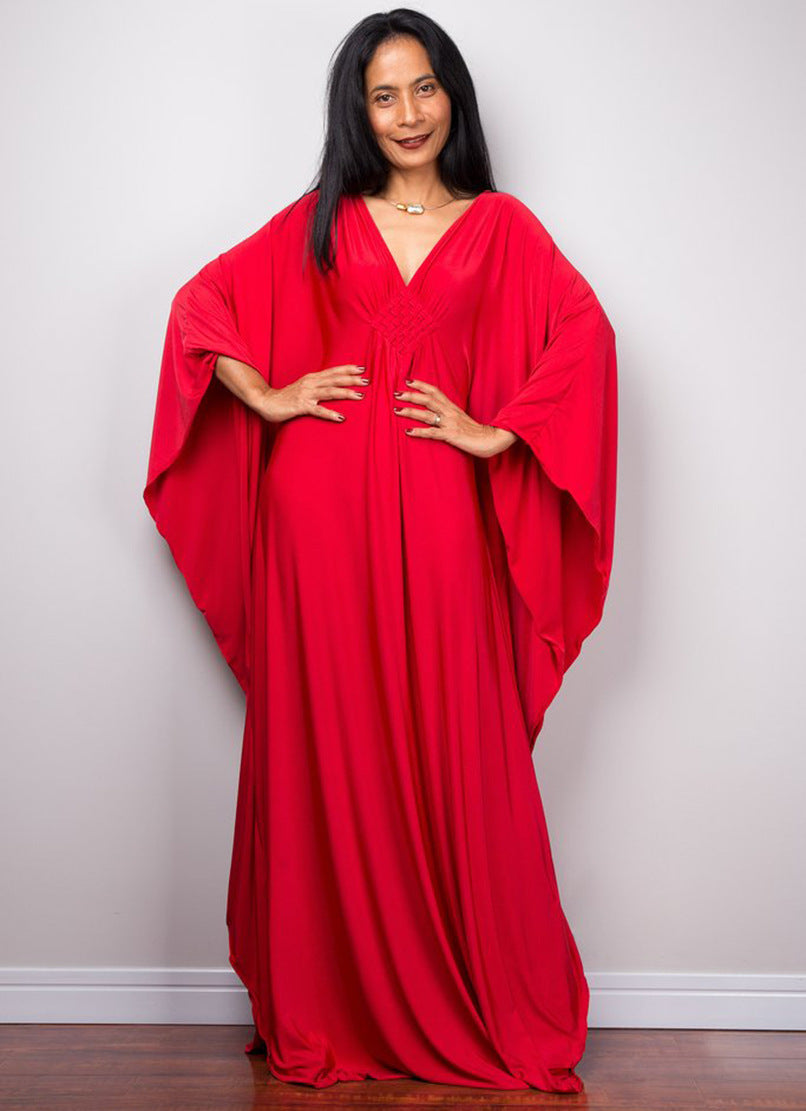 Dame Kaftan med elegant V-udskæring og flydende snit Stilla