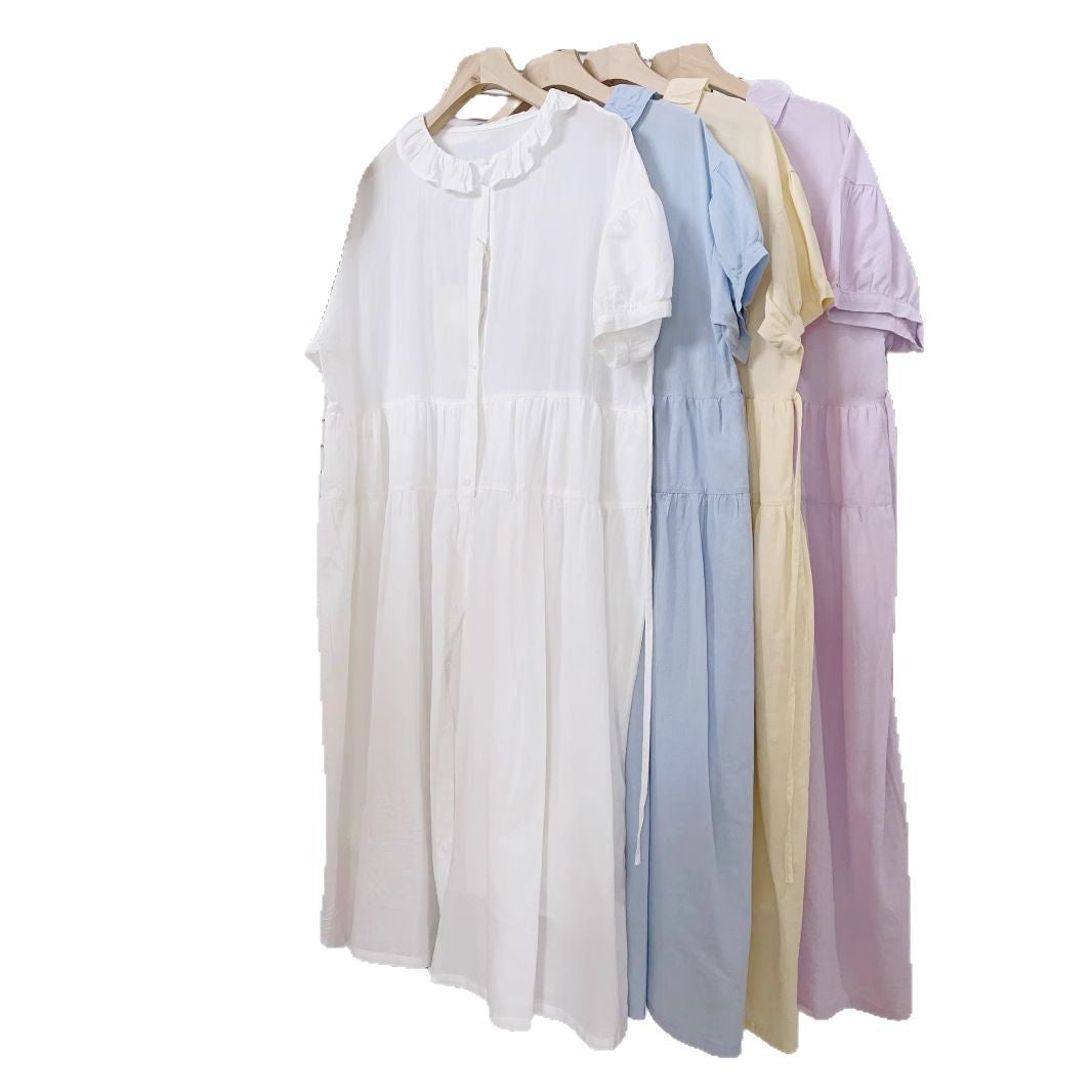 Dame Puffærmer Knapliste Bluse Stilla