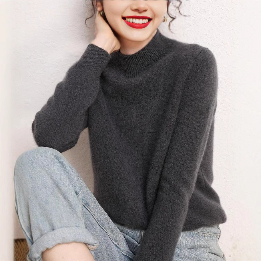 Kvinders cashmere-lignende pullover med høj hals og smalle ærmer Stilla