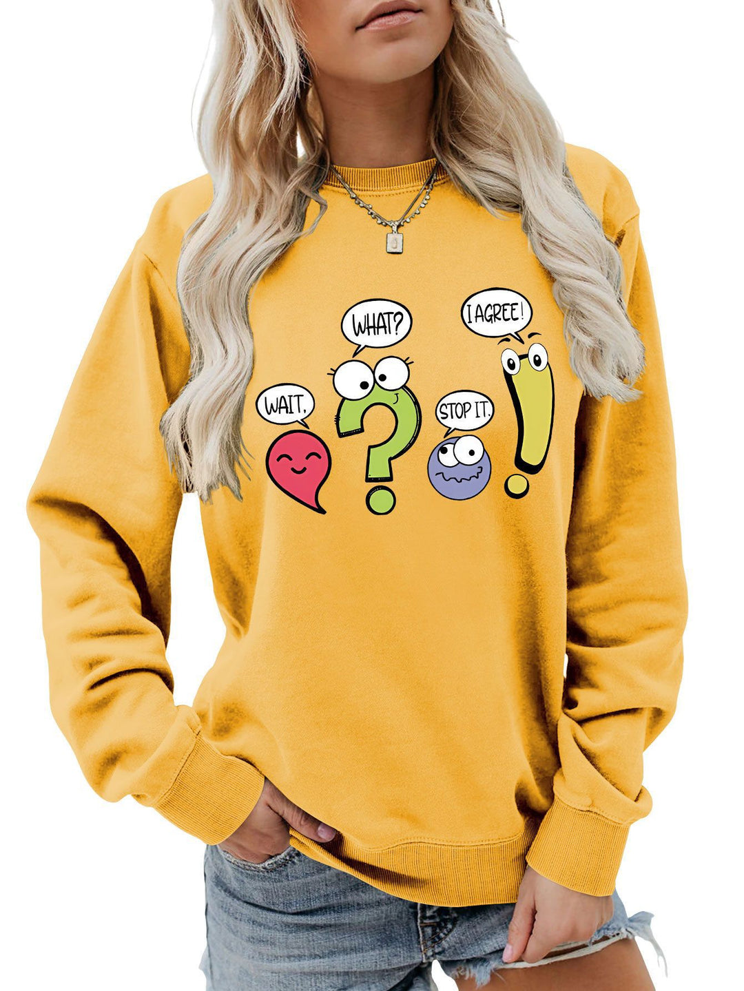 Kvinders afslappede sweater med humoristisk print Stilla