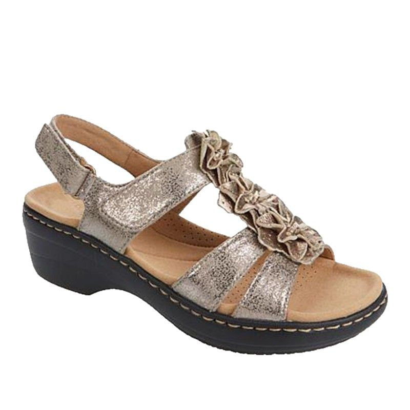 Dame sandaler med justerbart remdesign og florale applikationer Stilla