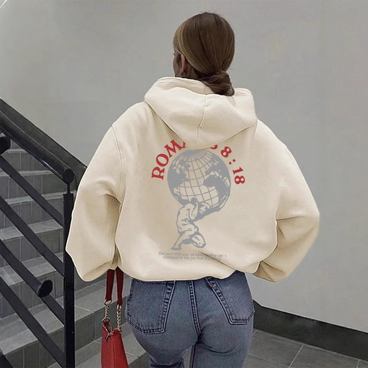 Kvinders hoodie med inspirerende verdenskort og højkvalitets print Skovae