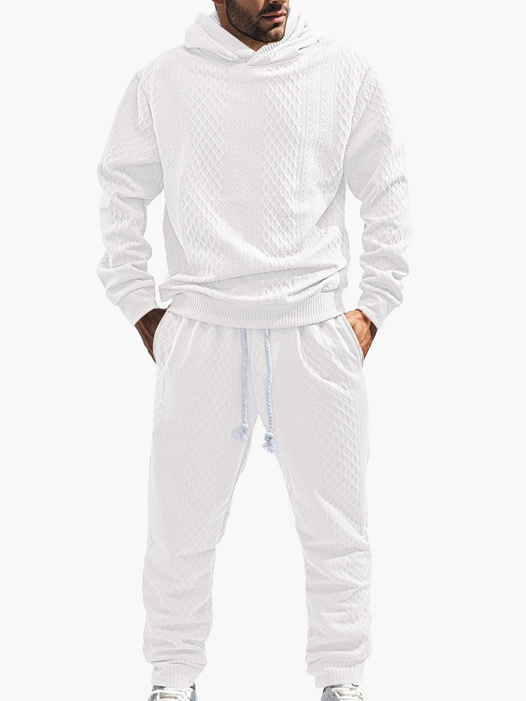 Herre sporty fritidssæt med struktureret design og hævet hætte Stilla