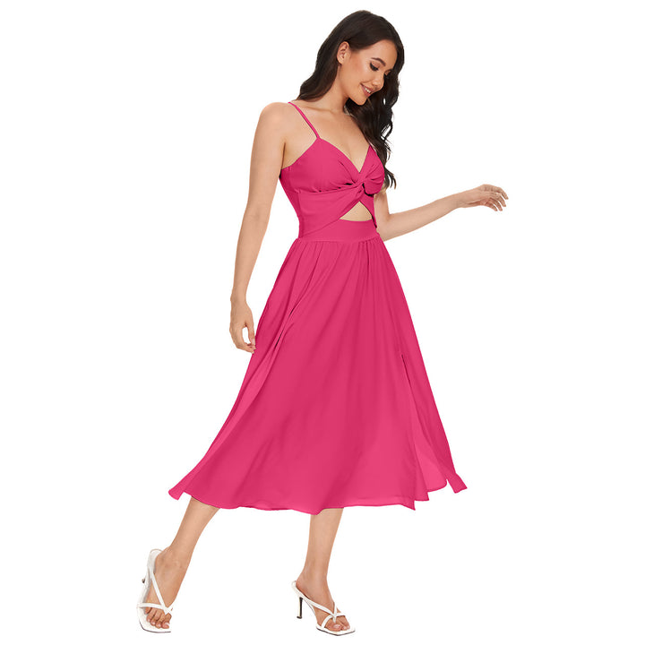 Women's two-piece ensemble with elegant knot-free blouse and flowing skirt with slit Skovae