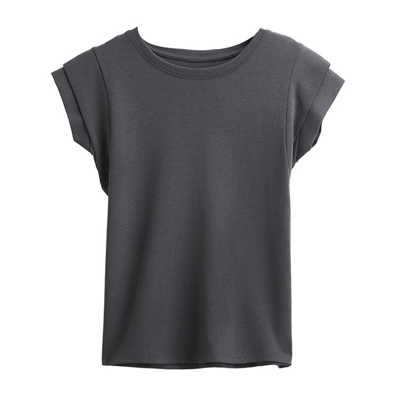 Dame Komfortabel T-shirt med afslappede puffærmer og rund halsudskæring Stilla