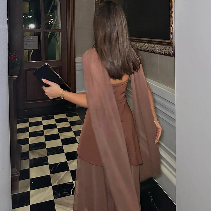 Dame Elegant ærmeløs aftenkjole med raffineret tørklæde Stilla