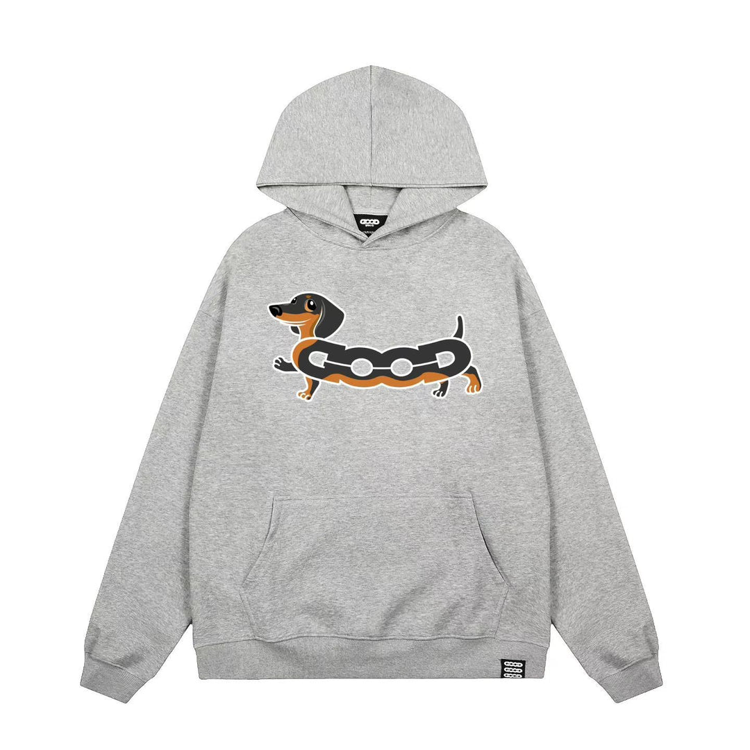 Kvinders hætte sweatshirt med charmerende hund skærmtryk Skovae