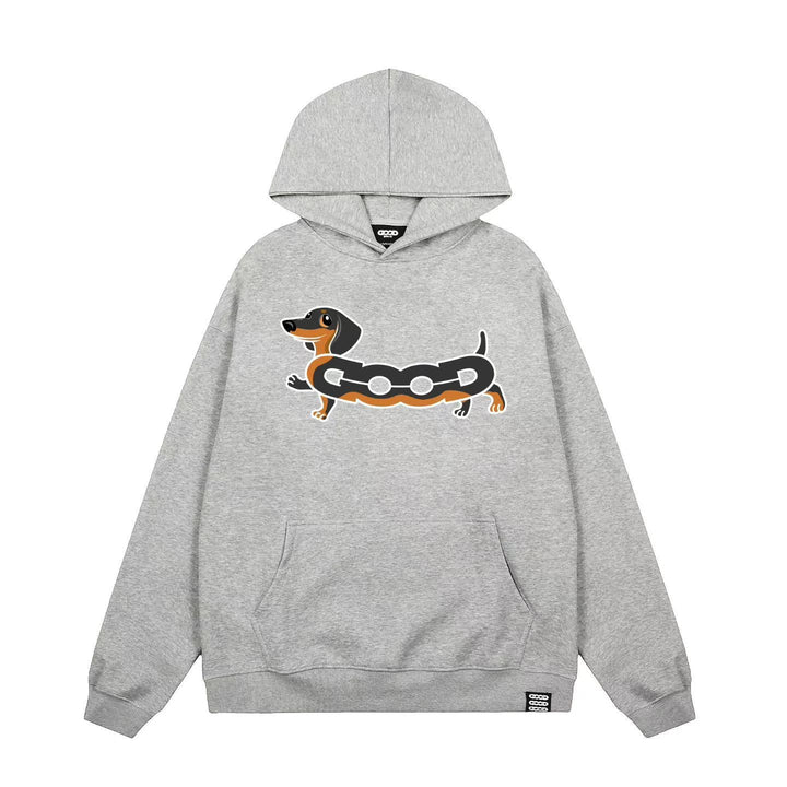 Kvinders hætte sweatshirt med charmerende hund skærmtryk Skovae