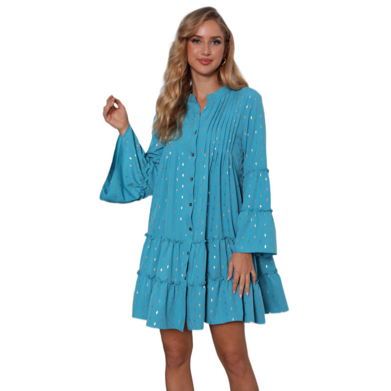 Dame Button-Up Lag Mini Kjole Stilla