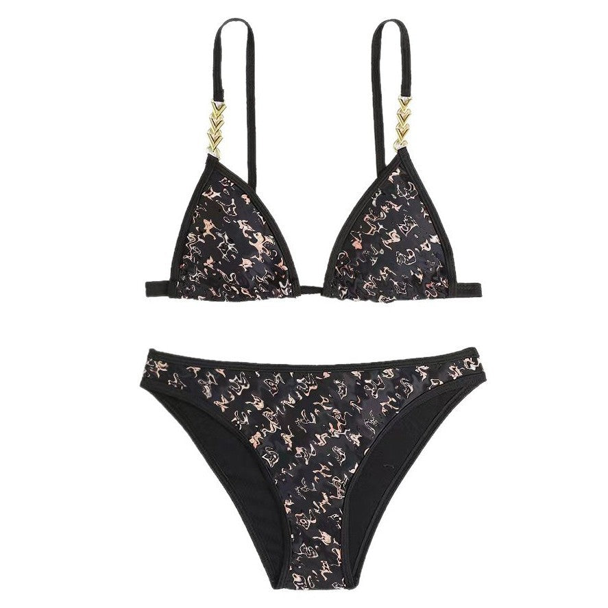 Dame Triangel-Bikini med unikt print og elegante stropdetaljer Stilla