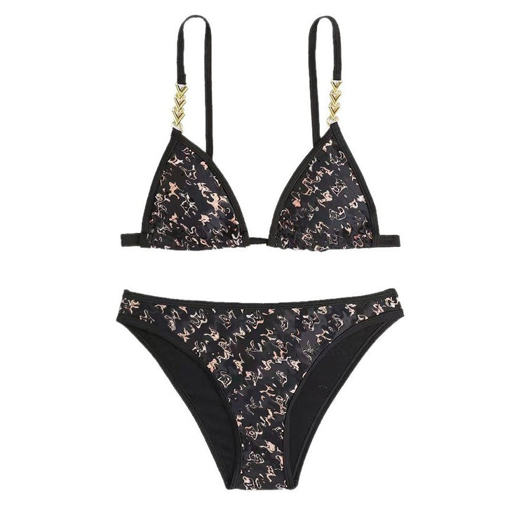 Dame Triangel-Bikini med unikt print og elegante stropdetaljer Stilla