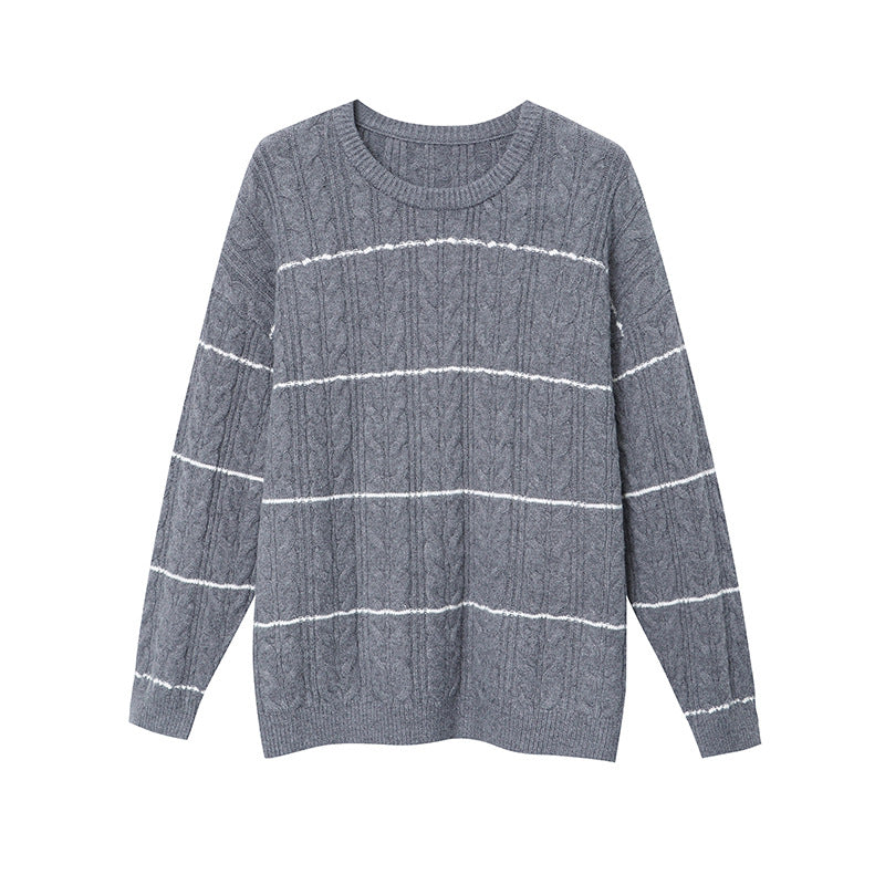 Kvindernes afslappede strikket sweater med kabelmønster Stilla
