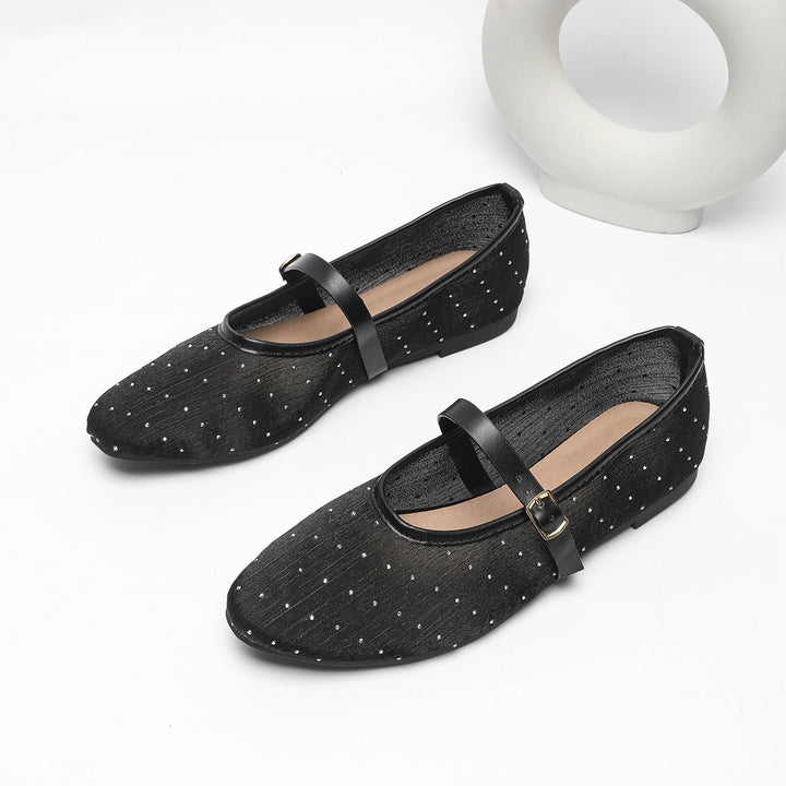 Dame ballerinaer med elegant rem og glitrende accenter Stilla