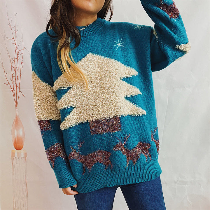 Kvinder Cozy Vinter Sweater med Festligt Design Stilla