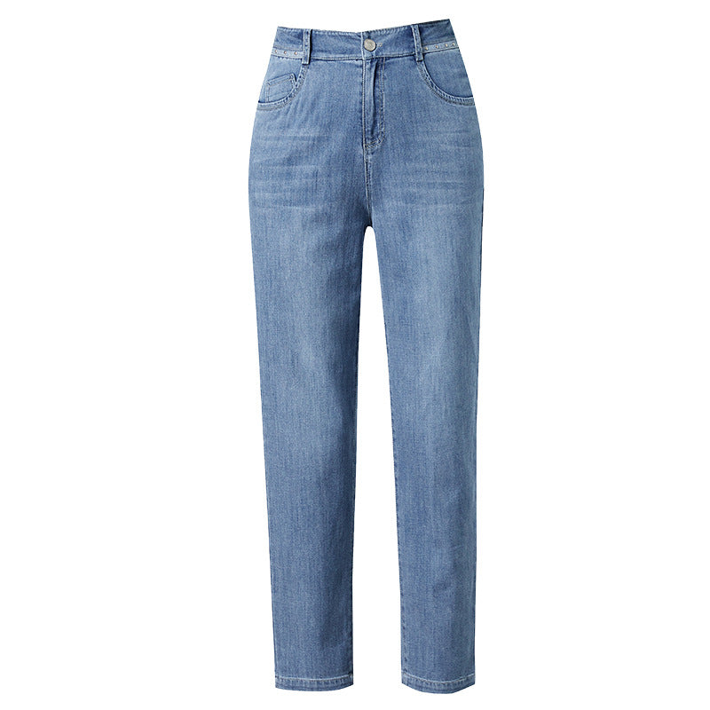 Dame højtaljede mom-jeans med lige ben og afslappet pasform Stilla