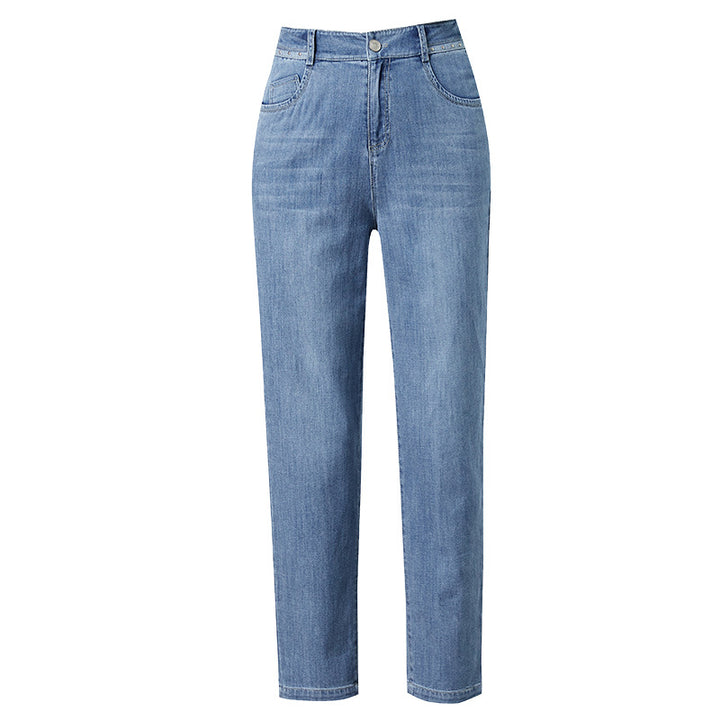 Dame højtaljede mom-jeans med lige ben og afslappet pasform Stilla
