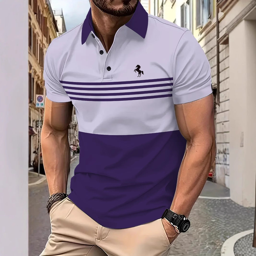 Herrer polo skjorte med moderne farveblokdesign og åndbare egenskaber Stilla